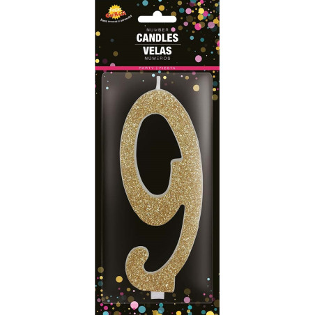 Candela Numero 9 Oro - 12,5 cm