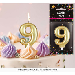 Candela Numero 9 Oro - 8 cm