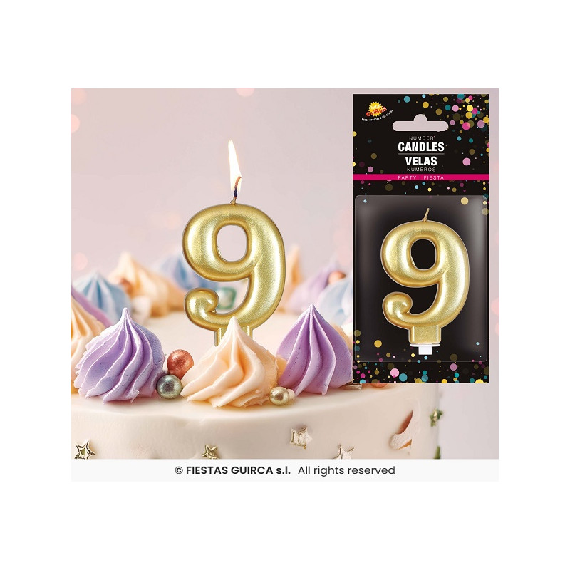 Candela Numero 9 Oro - 8 cm