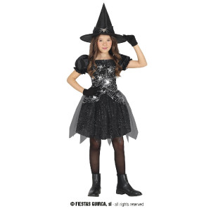 Costume STREGA Argento/Nero - Tg 5/6 anni
