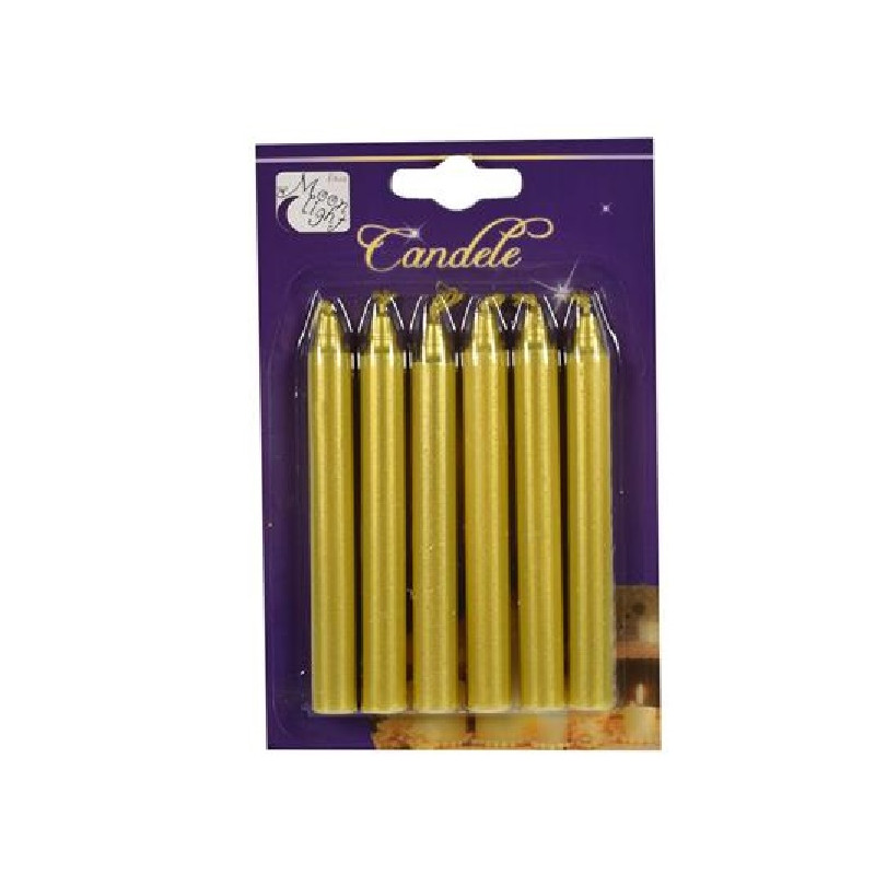 Candela Oro metallizzata 10 cm - cf. 6 pz