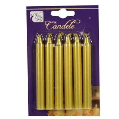 Candela Oro metallizzata 10 cm - cf. 6 pz
