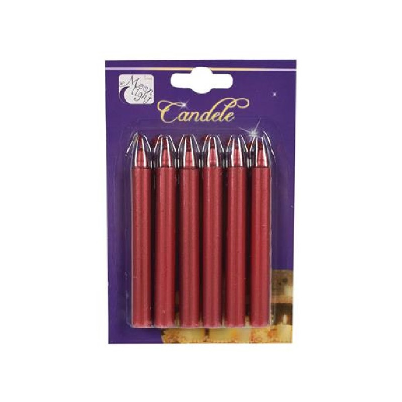 Candela Rossa metallizzata 10 cm (cf. 6 pz)