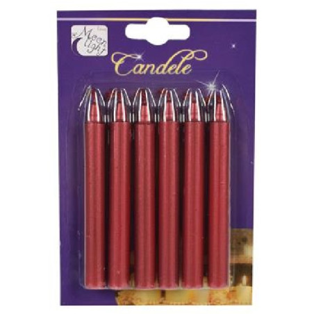 Candela Rossa metallizzata 10 cm (cf. 6 pz)