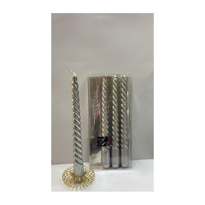 Candela Tortiglione ARGENTO 20 cm (cf. 4 pz)