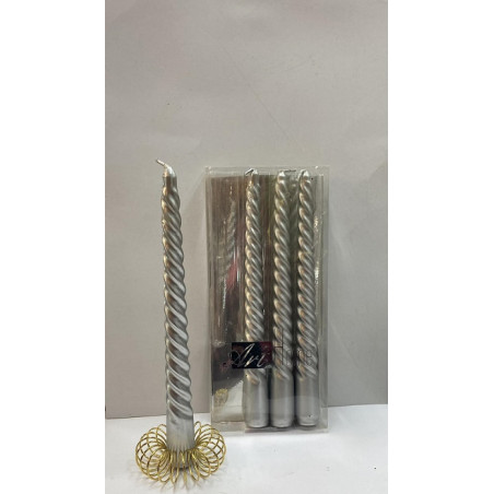 Candela Tortiglione ARGENTO 20 cm (cf. 4 pz)