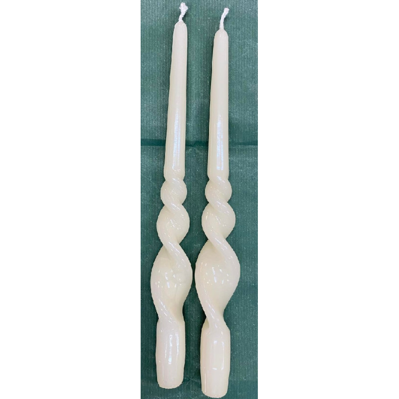 Candela Tortiglione Elica Laccata AVORIO 30 cm (cf. 2 pz)