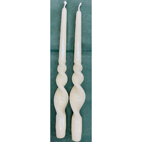 Candela Tortiglione Elica Laccata AVORIO 30 cm (cf. 2 pz)