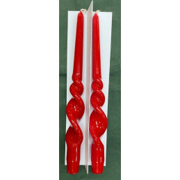 Candela Tortiglione Elica Laccata ROSSA 30 cm (cf. 2 pz)