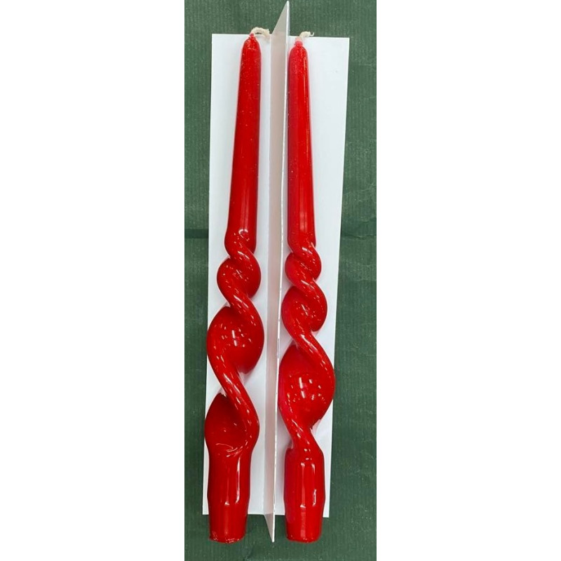 Candela Tortiglione Elica Laccata ROSSA 30 cm (cf. 2 pz)