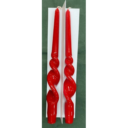 Candela Tortiglione Elica Laccata ROSSA 30 cm (cf. 2 pz)
