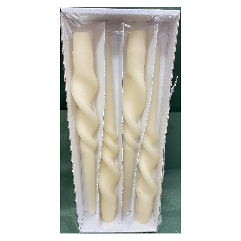 Candela Tortiglione Elica Non Laccata AVORIO 30 cm (cf. 4 pz)