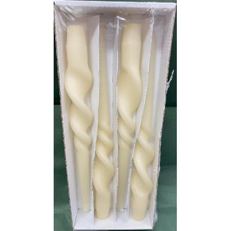 Candela Tortiglione Elica Non Laccata AVORIO 30 cm (cf. 4 pz)