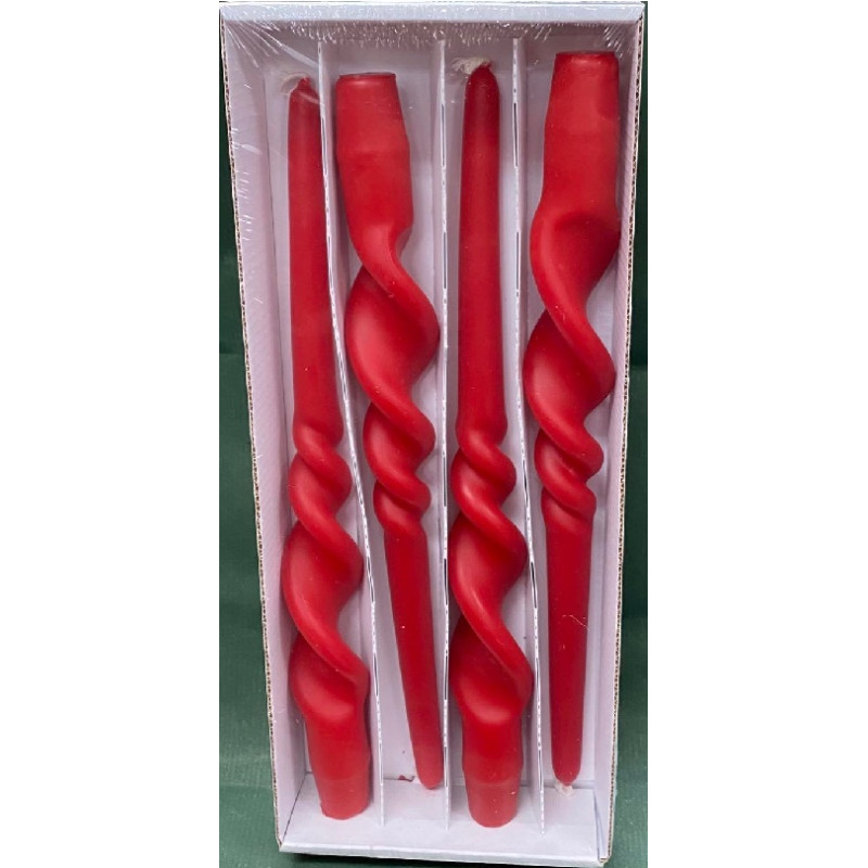 Candela Tortiglione Elica Non Laccata ROSSA 30 cm (cf. 4 pz)