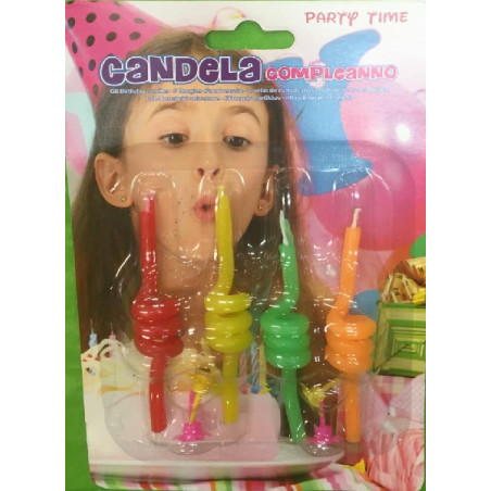 Candeline Colorate con sostegni 9 cm (cf. 4 pz)