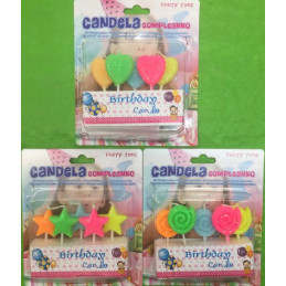 Candeline Fluo (cf. 5 pz) - 3 mod ass