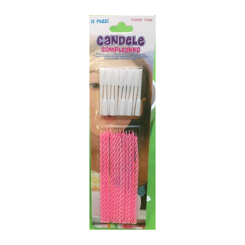 Candeline Rosa con sostegni 10 cm (cf. 12 pz)