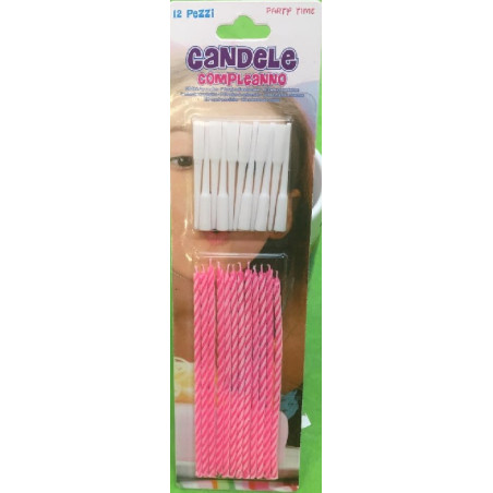 Candeline Rosa con sostegni 10 cm (cf. 12 pz)