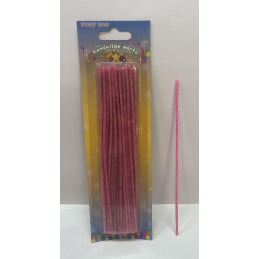 Candeline Rosa Scintillanti 17 cm (cf. 40 pz)