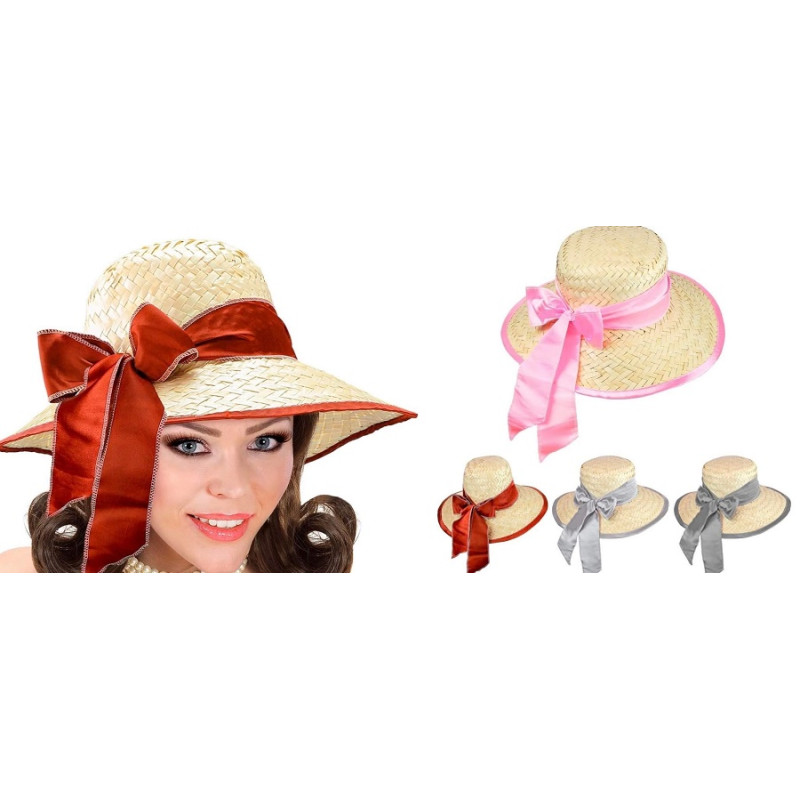 Cappello Anni '20 in paglia con nastro in satin