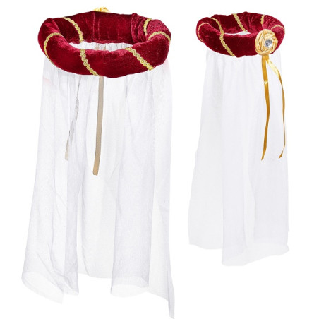 Cappello Dama Medievale Bordeaux con velo