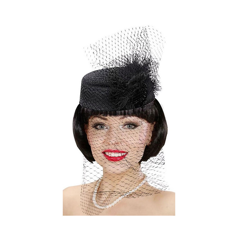 Cappello Dama Nero con veletta