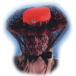 Cappello Dama Rosso con merletto