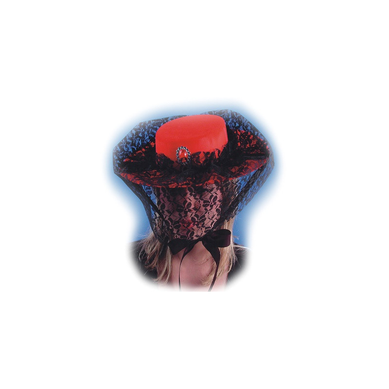 Cappello Dama Rosso con merletto