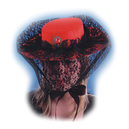 Cappello Dama Rosso con merletto