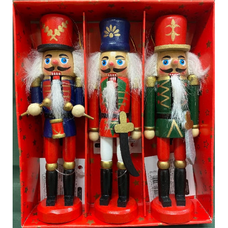 Appendino Soldato Schiaccianoci in legno 15 cm (cf. 3 pz)