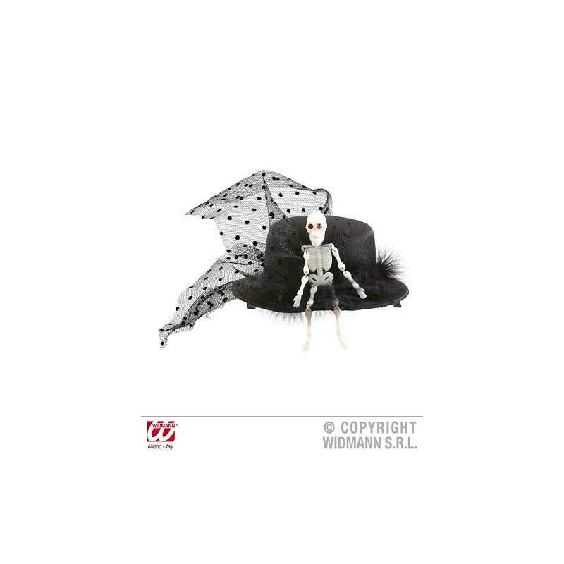 Cappello Nero Mini con scheletro