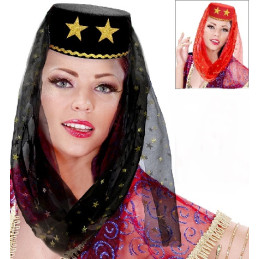 Cappello Odalisca Nero e Rosso con velo