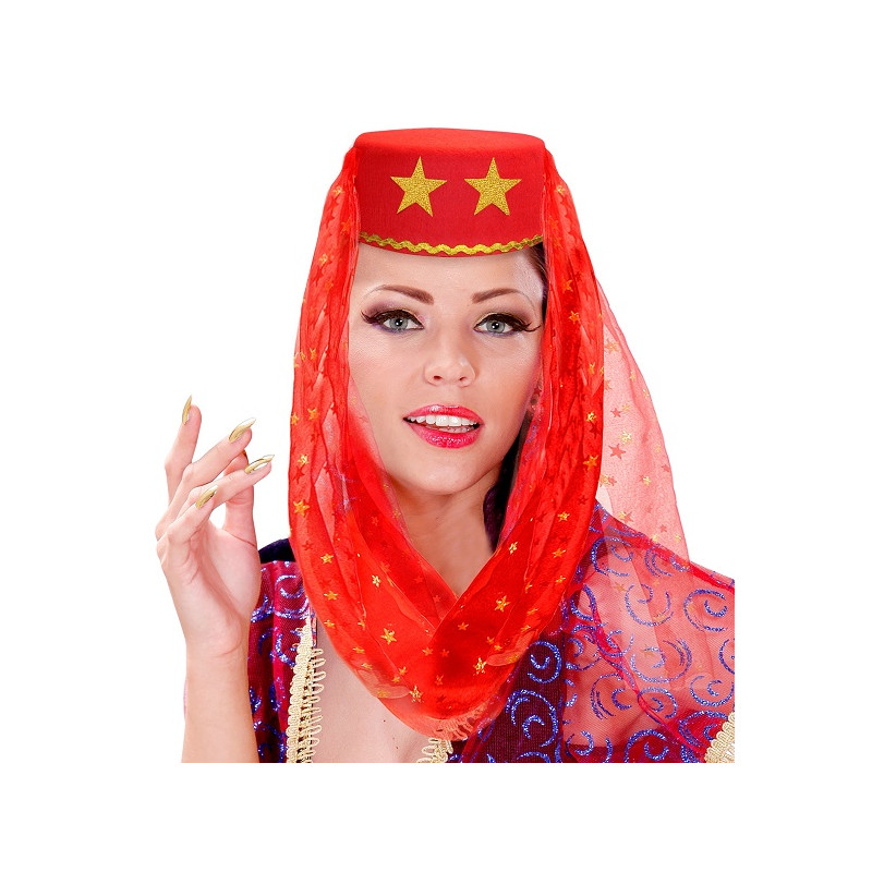 Cappello Odalisca Rosso con velo